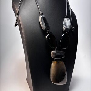 Enormous‎ Acrylic Necklace Art Piece Huge Stones Adjustable Cord
